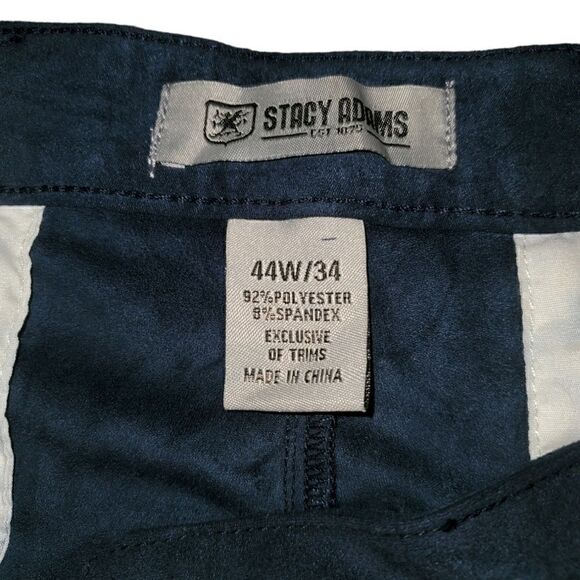 Stacey Adams Men's Big & Tall Navy Micro-Suede Pants Size 44 Waist By 34 Length - Picture 5 of 7